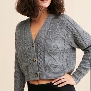 Madewell Gray Cable Knit Cardigan